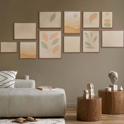 YS Schilderij YSART Wanddecoratie Set 3 Luik Abstract Goud Zwart Acryl Schilderijen met Lijst Gevoelige tuin