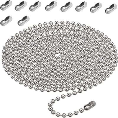 Blinde ketting voor rolgordijnen - 4,5 mm kogelrolketting 4 meter met connectoren