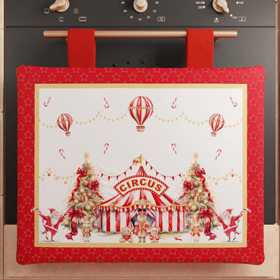 Feestelijke Ovenafdekking Kerstmis Circus Stijlvol Keukentextiel 40x50 cm