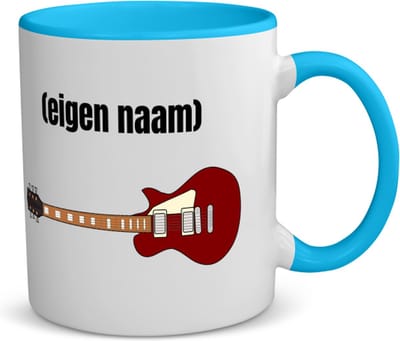 Akyol - rode elektrische gitaar met eigen naam koffiemok - theemok - blauw - Gitaar - muziek liefhebbers - gitaristen - gitaar liefhebbers - verjaardag - cadeau - kado - 350 ML inhoud