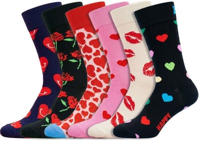 6 Paar | Happy Socks | Thema Love | Dames & Heren | Diverse kleuren en printjes | Maat: 41-46