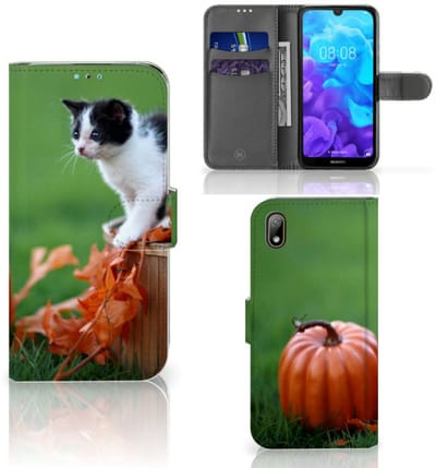Huawei Y5 (2019) Telefoonhoesje met Pasjes Kitten