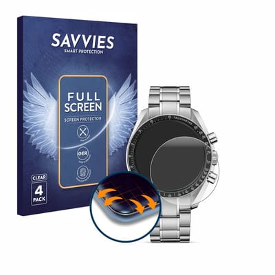 Savvies - Screenprotector voor Omega Speedmaster Moonwatch Professional (42 mm) - Folie Beschermfolie transparant volledig dekking 4 Stuks