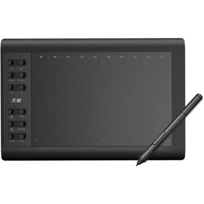 10moons G10 tablette de dessin graphique d'art numérique 10x6 pouces croquis de création artistique ultraléger avec noir