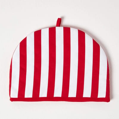 Homescapes theepotwarmer brede strepen rood design Tea Cosy