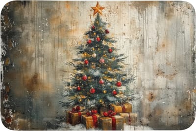 Badmat 90x60 cm - Antislip - Kerstboom - Vintage - Kerst - Cadeau - Badmatten voor badkamer - Badkamermat - Douchemat - Badkamer mat