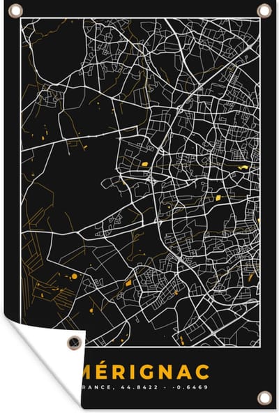 Muurdecoratie Plattegrond – Kaart – Stadskaart – Frankrijk – Mérignac - 120x180 cm - Tuinposter - Tuindoek