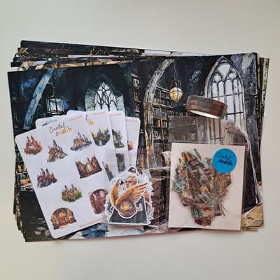 Wizard school journal set - stickers - papier - thema harry potter - bullet journal stickers- washi tape - transparante stickers - scrapbook - knutsel bundel - hobbypakket - volwassenen en kinderen