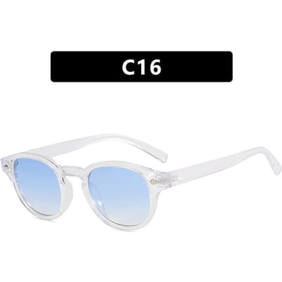 Mode Stijlvol Mode Ronaldo Zonnebril Mannen Volwassenen Vrouwen Volwassenen Vintage Retro Vintage Rond Rond Gekleurd Oceaan Transparant Blauw