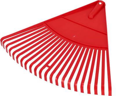 KOTARBAU® Bladhark, Tuinhark van Kunststof, 48 cm, Rood, Zonder Steel, Extra-Click, Gazonhark, Waaierbezem, Stevige Hark, Hark voor Gras Tuin Gazon