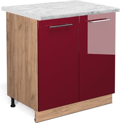 Vicco Fame-Line Keukenonderkast – 80 cm met legplank, WB Marmer Bordeauxrode hoogglans