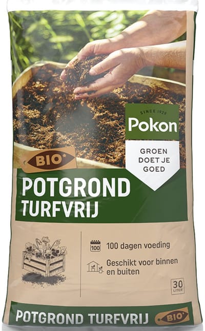 Pokon Bio Turfvrije Potgrond - 30l - Potgrond universeel - 100 dagen voeding - Potgrond voor binnen en buiten