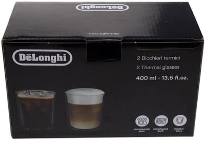 De'Longhi DLSC318 Lot de verres thermiques en verre à double paroi résistant en borosilicate