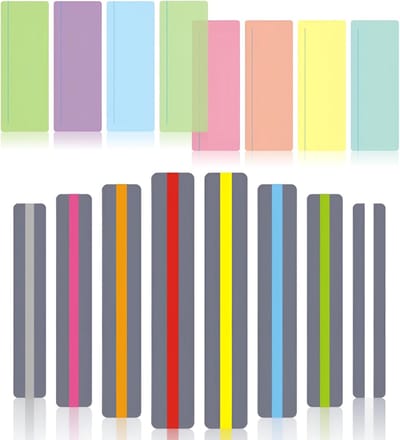 Leestrepen Dyslexie - Leeslinialen Gekleurd - Visuele Stress Verminderen - Transparant Volgen - 19x7 cm - Meerkleurig