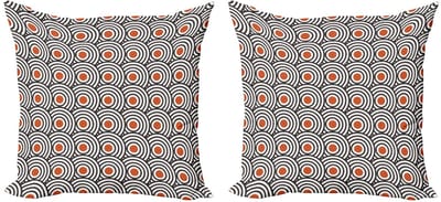 ABAKUHAUS Kussenhoes Set – Moderne Kunst 2x40x40 cm – Dubbelzijdig bedrukt – Oranje/Koksgrauw
