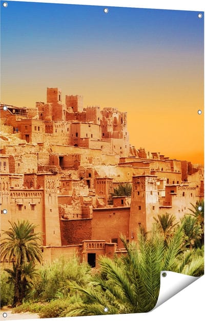 Gards Tuinposter Kasbah Ait Ben Haddou Stad in Marokko - 90x120 cm - Tuindoek - Tuindecoratie - Wanddecoratie buiten - Tuinschilderij