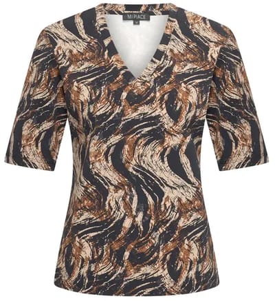 MI PIACE - Travel T-shirt Swirly Print Rust 202271 - Maat : XS