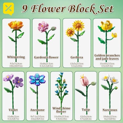 843 STUKS Zonnebloem Bouwstenen Bloemenboeket DIY Stenen Set Creatieve Woondecoratie Educatief Speelgoed voor Kinderen Valentijnscadeau beige