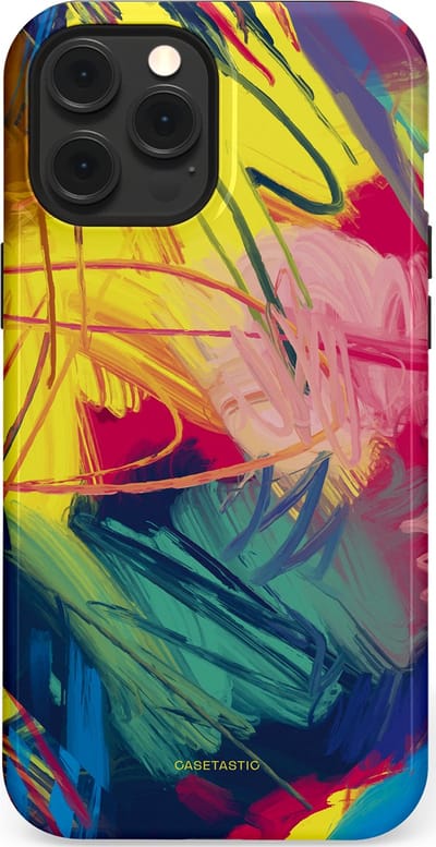 Casetastic Hoesje Geschikt voor Apple iPhone 12 Pro Max Magsafe - Stijlvolle Beschermende Duo-layer Case - Kleurenstorm