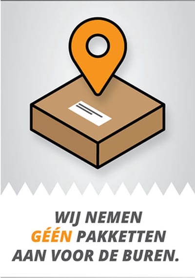 Sticker Wij nemen geen pakketten aan voor de buren - Deursticker - Geen pakket voor buren aannemen -
