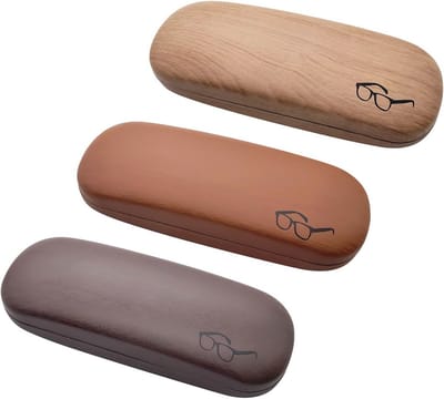 Harde Schelp Brillenetui - Oogglazen Draagtas voor Mannen en Vrouwen - 3 Stuks Brillenkokers in Houten Kleur voor Standaard Brillen