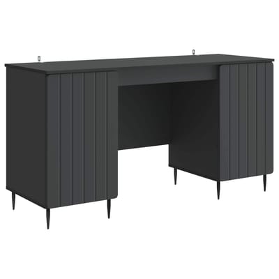 vidaXL - Bureau - met - plank - Zwart - 142,5 - x - 50 - x - 75 - cm - Bewerkt - hout
