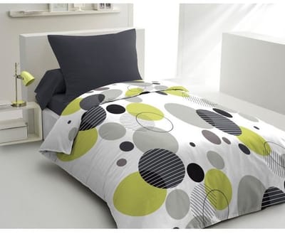 Set microvezel beddengoed - BULLES DE REVE - overtrek 140 x 200 cm + 1 kussensloop 63 x 63 cm - Grijs