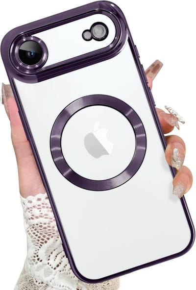 Magsafe Hoesje Geschikt voor iPhone Air hoesje Transparant / Paars - Lens beschermer – backcover