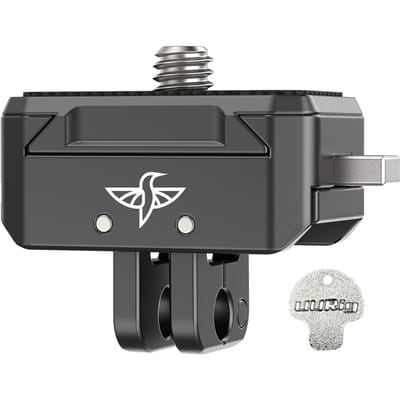 Base d'adaptateur de montage à dégagement rapide en aluminium, avec plaque de montage, support de caméra à action magnétique, Interface universelle de 1/4 pouces noir