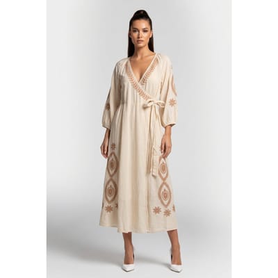 Summum Woman Flash Dress Embroidered Ivory Size: 34 | Midi Dresses Outlet | Dames | Beige