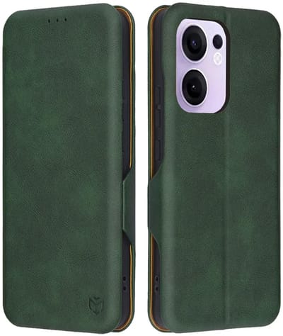 Hoesje geschikt voor Oppo Reno13 F 4G/5G / Reno13 FS 5G - Techsuit Safe+ Book Wallet Case - Donkergroen