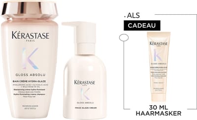 Kérastase Gloss Absolu Crème Anti-Frizz Duo - Voor Dik en Pluizend Haar + Cadeau - Shampoo 250ml & Crème 45ml + Haarmasker 30ml Cadeau