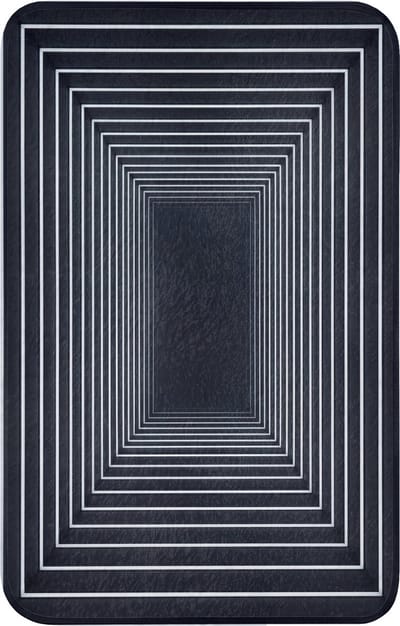 WC mat 50x80 cm - Antislip - Lijnen - Hypnotiserend - Zwart - Toiletmat - Vloermat - Douchemat - Toilet tapijt - Toiletmatten