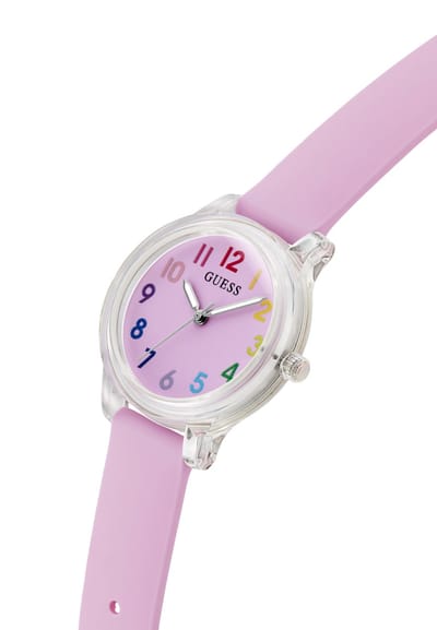 Guess Jesse Quartz Analoog Horloge Roze Doos: 100% Bio-Based Nylon | Armband: 100% Siliconen 32 mm GK0002G11