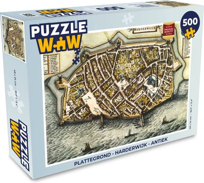 Puzzel Plattegrond - Harderwijk - Antiek - Legpuzzel - Puzzel 500 stukjes - Stadskaart