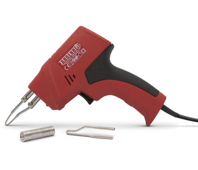 Dubbel Geïsoleerd Soldeerpistool - 100W 230V - Met Verlichting, Soldeertin en 2 Vervangtips [28021]