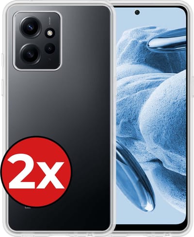Hoesje - 2 Stuks - Geschikt voor Xiaomi Redmi Note 12 4G - Sterk & Shockproof - Telefoonhoes - Back Cover - Case Siliconen - Telefoon Hoes - Transparant
