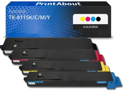 PrintAbout huismerk Toner TK-8115K/C/M/Y 4-kleuren Multipack Geschikt voor Kyocera