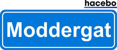 Hacebo - Plaatsnaam Sticker - 29x10 CM - Moddergat sticker - Verkeersborden sticker - grappige cadeaus - Moddergat