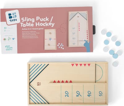 BS Toys Slingpuck en Tafelhockey Actiespel - 2-in-1 Bordspel - Kinder Speelgoed - Vanaf 6 Jaar - 2 Spelers