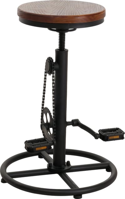 Barkruk MCW-N19, barkruk counter stool, in hoogte verstelbaar draaibare voetensteun industrieel metaal massief hout ~ bruin