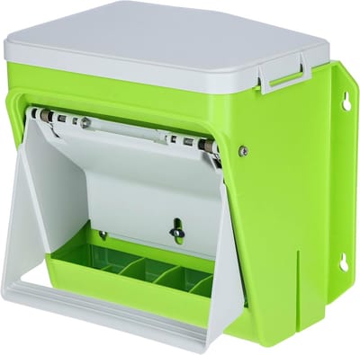 Automatische Voerbak - Voerdispenser Kippen - Pluimvee Voeren - In Hoogte Verstelbaar - 36x27x34cm - Groen Grijs