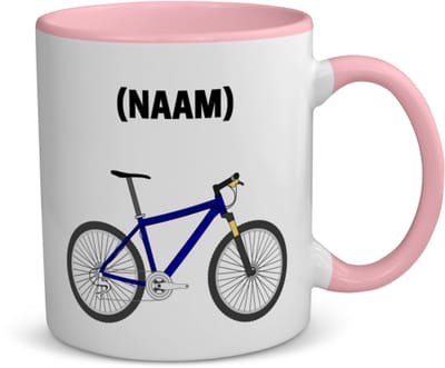 Akyol - mountainbike met eigen naam koffiemok - theemok - roze - Sport - mountainbiker - sport - 350 ML inhoud