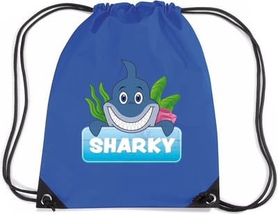 Sharky de haai rijgkoord rugtas / gymtas - blauw - 11 liter - voor kinderen