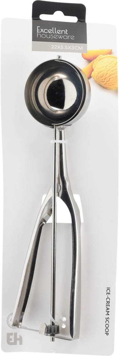 Excellent Houseware ijsboltang zilver RVS 5,5 cm keukenaccessoire.