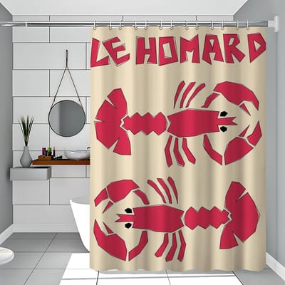 Retro Keuken Vis Blauw Sardines Rood Kreeft Tonijn Eenvoudig Douchegordijn Badkamer Douchegordijn Makkelijk Schoon Schrob Licht Ondoorzichtig 90x180 cm