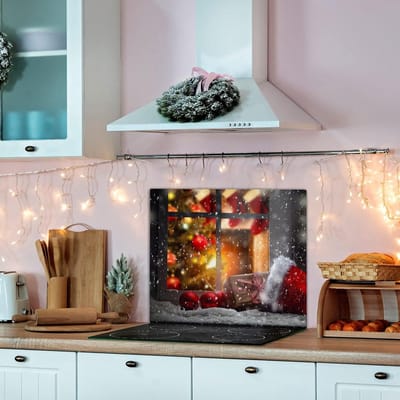 Glazen Snijplank - Kookplaatafdekking - Keuken Decoratie - Hittebestendig Glas - 60x52cm - Zwart