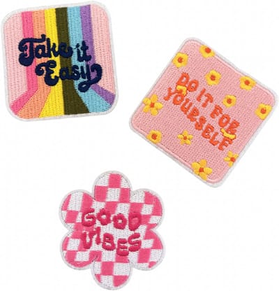 Retro Goodvibes - Take it all - Strijk Embleem 3 stuks - Opstrijkbare geborduurde patches - Kleding Patchs - Versiering Voor Kleding - Iron On - Doe-het-zelf-accessoires - Naai op geborduurde applicatie