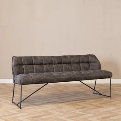 Bronx71® Eetkamerbank Abel antraciet microvezel 155 cm - eettafelbank - eetbank