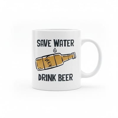 Save Water Drink Beer Tekst Mok 330 ml – Grappige Bierliefhebber Koffie- en Theemok voor Thuis of Feest